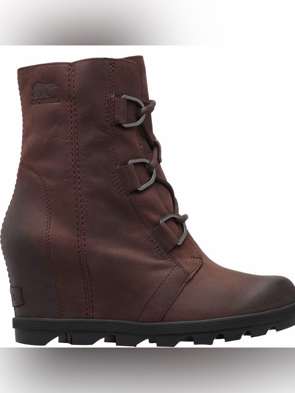Sorel Joan of Arctic Wedge II Boots Burgundy Wine Lace-Up Wedge Ankle Boot